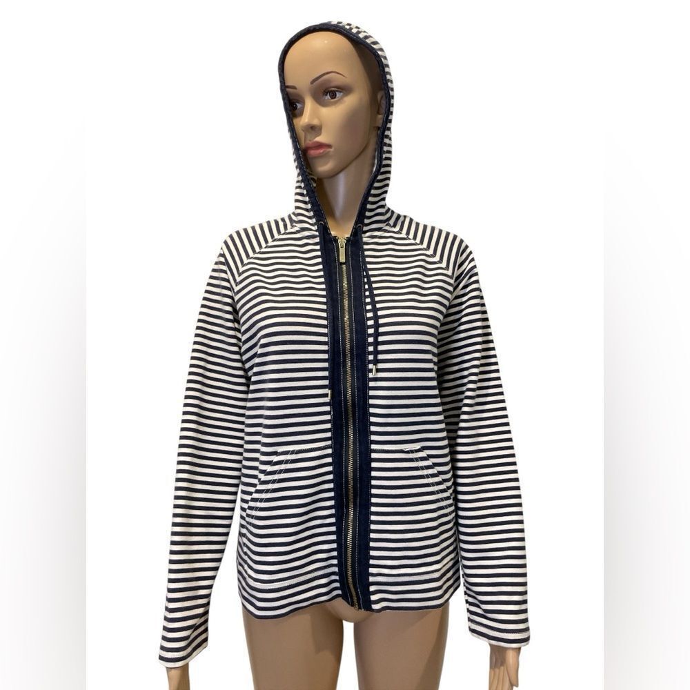 Liz Claiborne Striped Women's Zip Up Hoodie Jacket size L